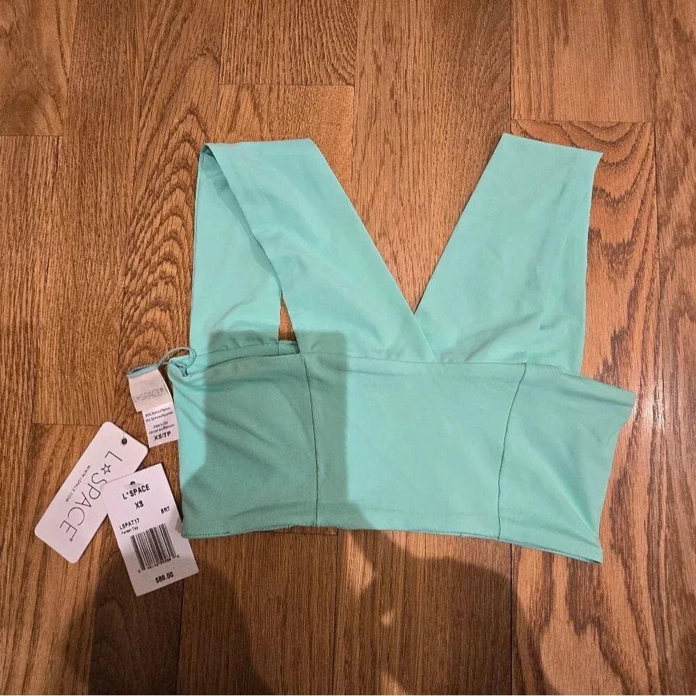 L*Space Women's Swimsuit Parker Bikini Top Turquoise Blue Green Size XS NWT